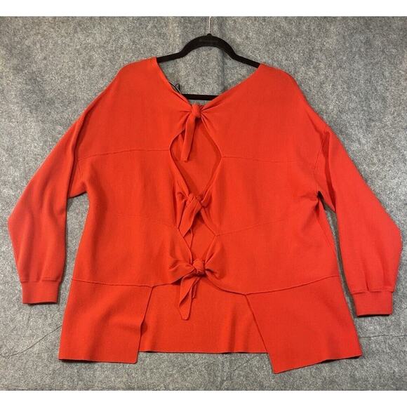 Alice & Olivia Sweater Womens Medium Red Open Back With Bows Holiday - Picture 15 of 16